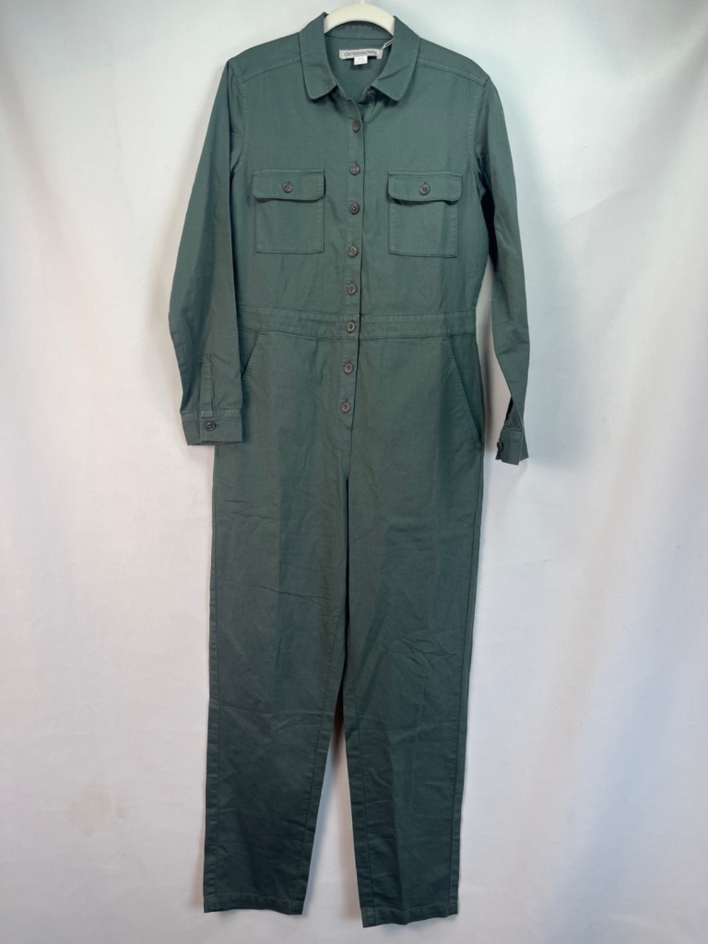Outerknown S.E.A. Suit Jumpsuit Green Organic Cotton Linen Utility Coverall NWT - Picture 2 of 7